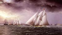 James E Buttersworth - Schooner Race in New York Harbor